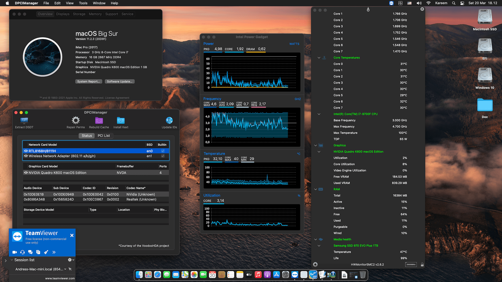 Success Hackintosh macOS Big Sur 11.2.3 Build 20D91 in Biostar B360M D2V + Intel Core i7 9700F + Nvidia Quadro K600